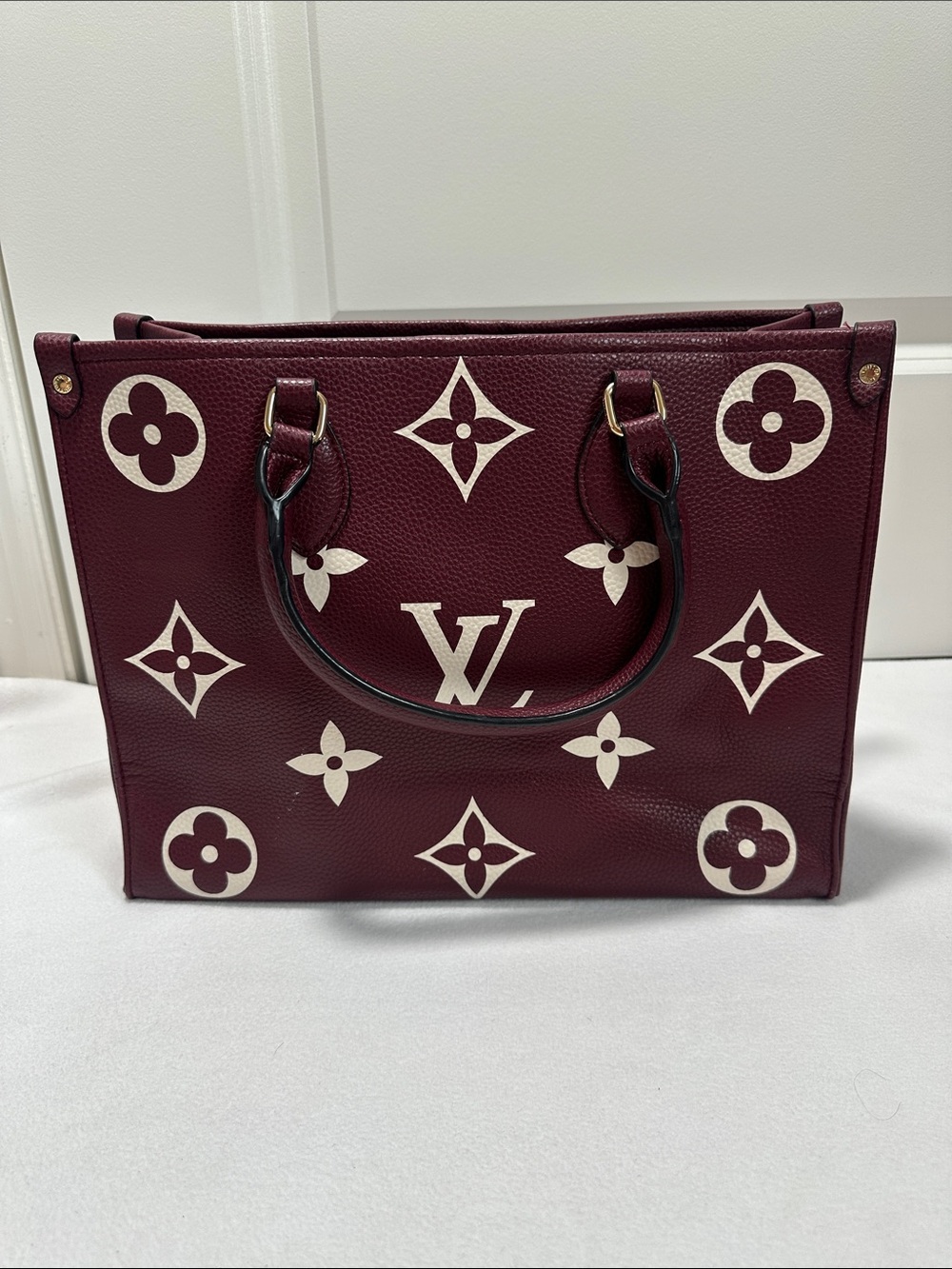 Inspired Burgundy Monogram Tote with Ivory Accents